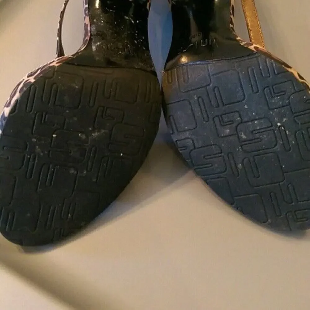 Unisa Animal Print Beaded Heels Size 5.5